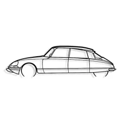 DÉCORATION MURALE EN MÉTAL - Silhouette de voiture - DS 23 détaillée - 1974 - 120 cm - Édition limitée