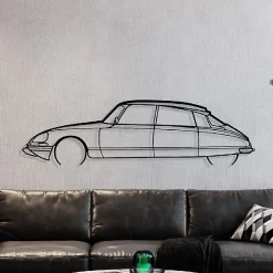 DÉCORATION MURALE EN MÉTAL - Silhouette de voiture - DS 23 détaillée - 1974 - 120 cm - Édition limitée