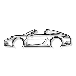DÉCORATION MURALE EN MÉTAL - Silhouette de voiture - 911 Targa mod 991 détaillée - 80 CM