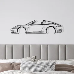 DÉCORATION MURALE EN MÉTAL - Silhouette de voiture - 911 Targa mod 991 détaillée - 80 CM