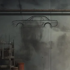 DÉCORATION MURALE EN MÉTAL - Silhouette de voiture - Mustang coupé détaillée 1966 - 80 CM