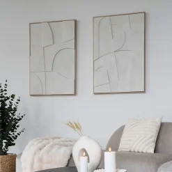 Décoration murale en relief Madeline - Toile blanche élégante 60x90 cm pour un intérieur stylé