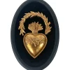 Décoration murale ex-voto cœur couronne doré H.18,8cm Emde