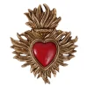 Décoration murale ex-voto cœur coloré rouge H.8,5cm Emde