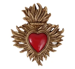 Décoration murale ex-voto cœur coloré rouge H.8,5cm Emde