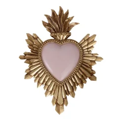Décoration murale ex-voto cœur coloré rose pale H.14,4cm Emde