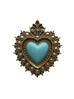 Décoration murale ex-voto cœur coloré bleu H.21,5cm Emde