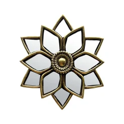 Décoration murale fleur miroir doré Ø12cm Emde