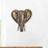 Décoration Murale Éléphant 41 cm Aluminium Or Afrique Décoration Moderne FineBuy