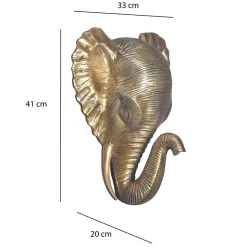 Décoration Murale Éléphant 41 cm Aluminium Or Afrique Décoration Moderne FineBuy