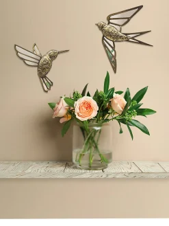 Décoration murale miroir colibri doré Emde
