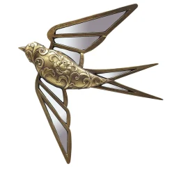Décoration murale miroir vol d'oiseau doré Emde