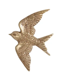 Décoration murale oiseau métal doré H.16,5cm Emde