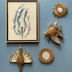 Décoration murale paon métal doré H.24cm Emde
