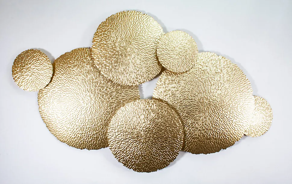 Décoration murale rond doré effet martelé L.54 x l.90 cm