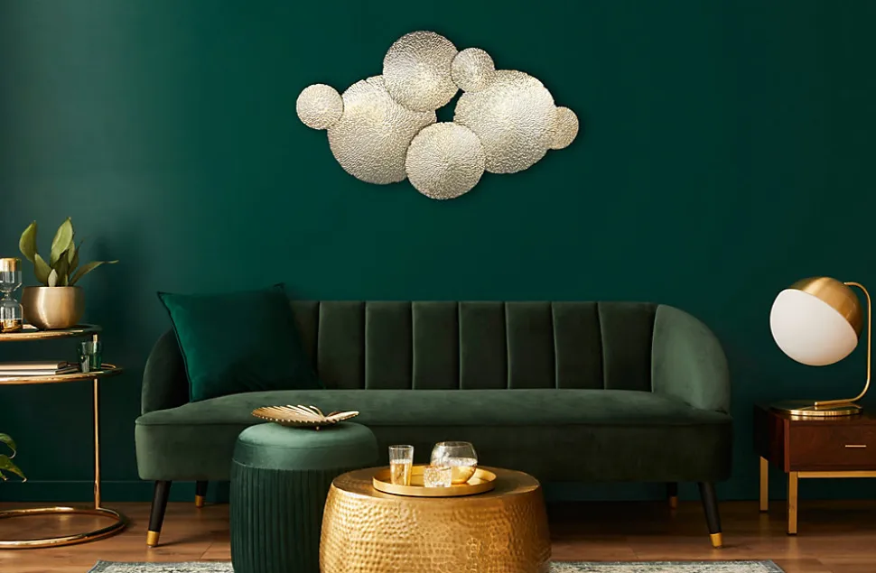 Décoration murale rond doré effet martelé L.54 x l.90 cm
