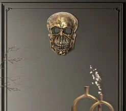 Décoration Murale Tête de Mort Aluminium 41 cm Crâne Murale Moderne FineBuy