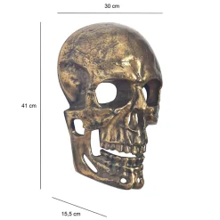 Décoration Murale Tête de Mort Aluminium 41 cm Crâne Murale Moderne FineBuy