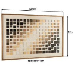 Décoration murale 82x122cm dégradé de mosaïque en Pin recyclé