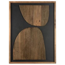 Décoration murale 62x82cm formes sur fond noir Pin recyclé