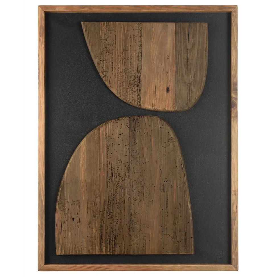 Décoration murale 62x82cm formes sur fond noir Pin recyclé