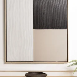 Décoration murale 83x123cm mix matières, cadre bicolore
