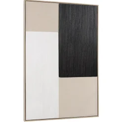 Décoration murale 83x123cm mix matières, cadre bicolore