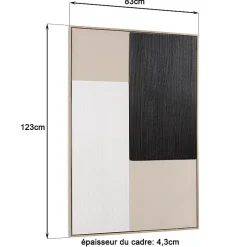Décoration murale 83x123cm mix matières, cadre bicolore