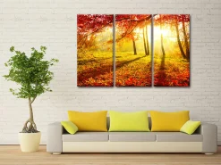 DECLINA, Tableau toile imprimée Paysage, Tableau triptyque Forêt en Automne , 120x80 cm