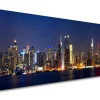 DECLINA, Tableau toile imprimée, Tableau toile panoramique Manhattan de nuit, 100x35 cm