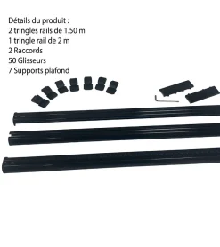 DECORAIL - Tringle Rail Rideau Discret 5 m - Aluminium