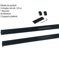 DECORAIL - Tringle Rail Rideau Discret 2,50 m - Aluminium