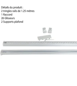 DECORAIL - Tringle Rail Rideau Discret 2,50 m - Aluminium