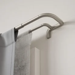 Double tringle à rideaux D25mm extensible argenté, 76-213cm