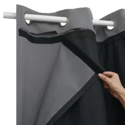 Doublure de rideau occultante à crochets Caldu effet tissé noir satin L.245 x l.135cm GoodHome