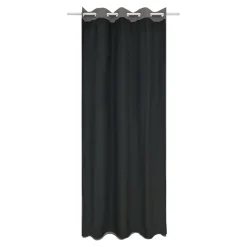 Doublure de rideau occultante à crochets Caldu effet tissé noir satin L.245 x l.135cm GoodHome