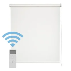 Easydeco - Store Enrouleur motorisé à batterie Translucide (Blanc, 90 x 250 cm)