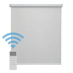 Easydeco - Store Enrouleur motorisé à batterie Blackout- Occultant - Gris - 180 x 190 cm
