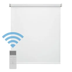Easydeco - Store Enrouleur motorisé à batterie Blackout- Occultant - Blanc - 120 x 190 cm
