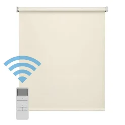 Easydeco - Store Enrouleur motorisé à batterie Blackout- Occultant - Beige - 120 x 190 cm