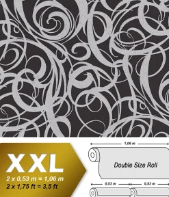 EDEM 81136BR29 Papier peint à motifs graphiques gaufré accents métalliques 10,65 m