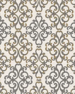 EDEM 85037BR33 Papier peint baroque texturé accents métalliques 5,33 m2