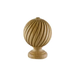 Embout boule striée pour barre à rideau GoodHome 28 mm Symi naturel