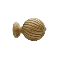 Embout boule striée pour barre à rideau GoodHome 28 mm Symi naturel