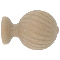 Embout boule striée pour barre à rideau Symi bois de frêne beige Ø28mm GoodHome