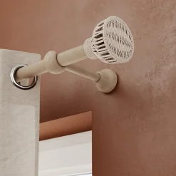 Embout rond pour barre à rideau Symi rotin beige Ø28mm GoodHome