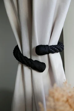 Embrasse à rideaux flexible torsadée noir, Madeco Orto