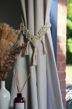 Embrasse à rideaux lien macramé beige écru, Madeco Gioia