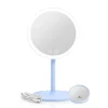 EMKE Miroir de maquillage avec éclairage, lumière variable, grossissement 1/3x, dimmable et interrupteur tactile, bleu clair