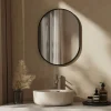 EMKE Miroir mural 50 x 70 cm Miroir ovale avec cadre noir, Miroir non lumineux salle de bain